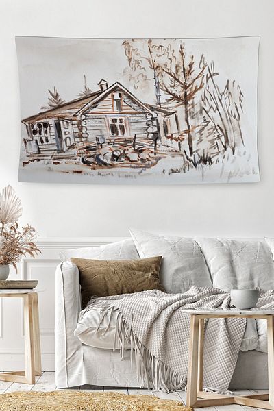 BAMBAŞKA MODA Pictură cu stilou negru, lavabilă, rezistentă la pete, draperie decorativă de perete Bmdö-2080