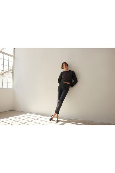 Trendyol Collection Blugi skinny negri mai sustenabili cu talie joasă TWOAW23JE00444