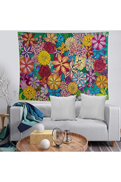 Generic Brand Husă decorativă de perete cu flori colorate, lavabilă, rezisten...
