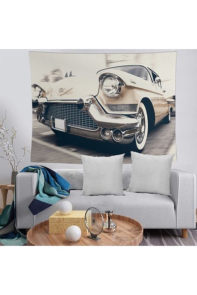 BAMBAŞKA MODA Husă decorativă de perete clasică Cadillac, lavabilă, rezistentă la pete, Bmdö-2126