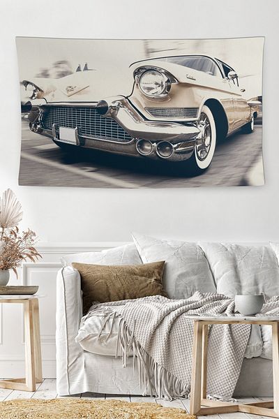 BAMBAŞKA MODA Husă decorativă de perete clasică Cadillac, lavabilă, rezistentă la pete, Bmdö-2126