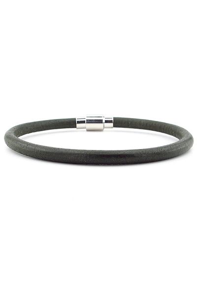 Solfera Khaki Green Original Leather Metal Clip Men's Bracelet M025c