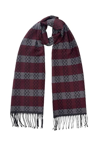 Sarar Kaškol cu ​​model geometric Burgundy Negru Dublu Fețe M-28