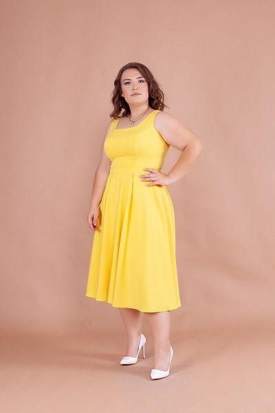Bidoluelbise Women's Plus Size Square Collar Midi Length Dress