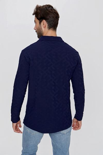 CHUBA Ανδρικό πουκάμισο με μακρυμάνικο πλεκτό με κανονική εφαρμογή Navy Blue 23w211