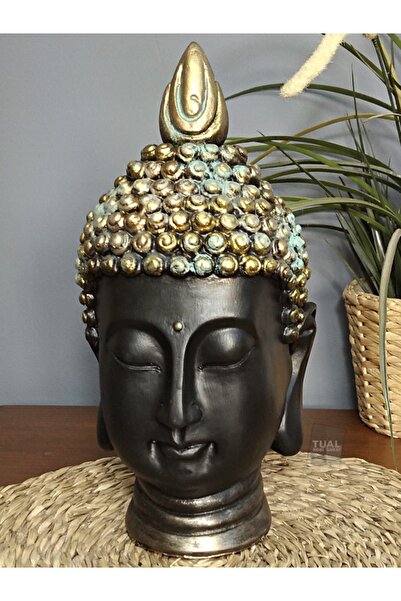 Dekoromi Dekoratif Buda Başı Heykeli Gold (29x14cm)