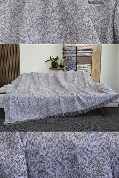 Mutlu Çeyiz Diva Cotton Sofa Bed Cover 170x220 Cm Brown Double Sided Use Sofa Cover| Sofa Shawl