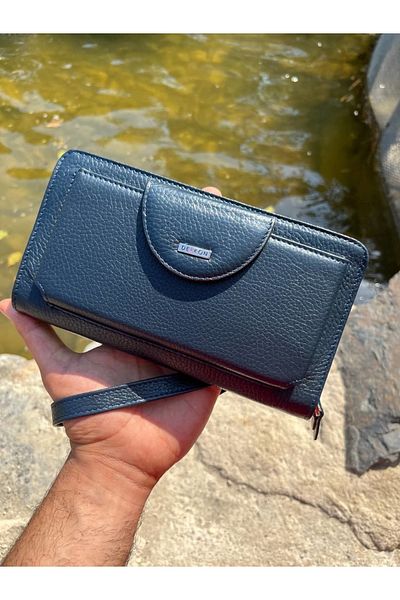 DERKON Oslo Hand-held Navy Blue Wallet with Phone Compartment