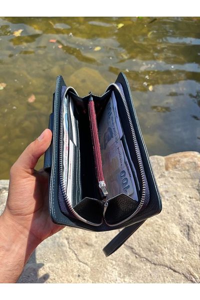 DERKON Oslo Hand-held Navy Blue Wallet with Phone Compartment