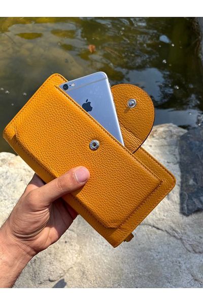 DERKON Oslo Hand-held Yellow Wallet with Phone Compartment