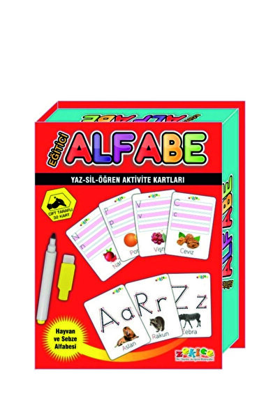 Okul Materyali Eğitici Alfabe Kartları Alfabe Öğreniyorum Yaz Sil Öğren