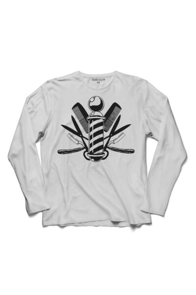 Kendim Seçtim Barber Frizer Coafura Foarfece Păr Barba Ras 2 Tricou cu mânecă lungă