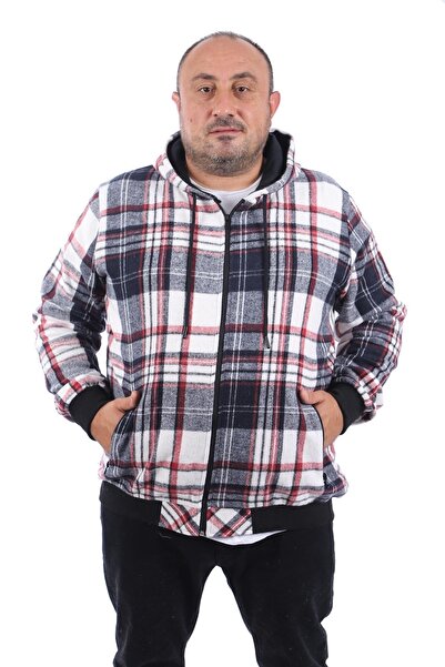 Starbattal Large Size Lumberjack Sweat Zippered Pocket 22201-burgundy