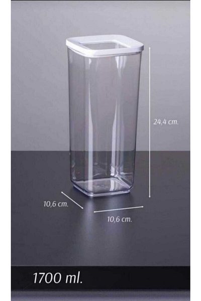 VİP AHMET Set of 5 Transparent White Lid Square Storage Containers