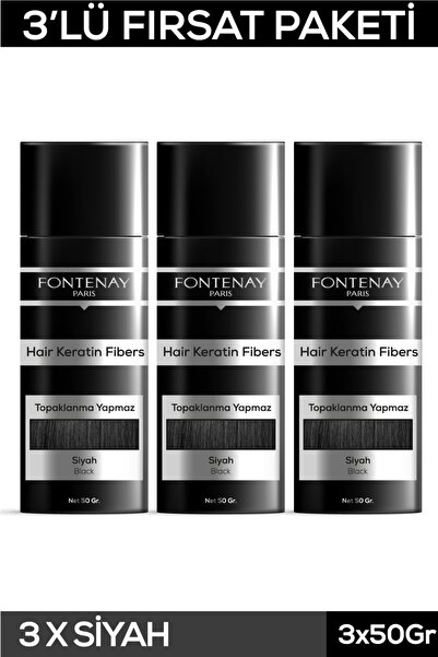 Fontenay Saç Dolgunlaştırıcı Keratin Fibers Siyah Topik Saç Tozu 50gr X3