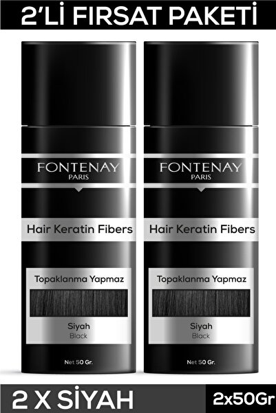 Fontenay Saç Dolgunlaştırıcı Keratin Fibers Siyah Topik Saç Tozu 50gr X2