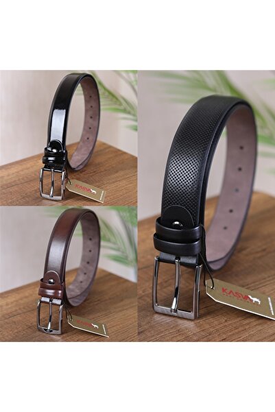KASVA DERİ 3 قطع حزام كلاسيكي صناعي 3.5 سم