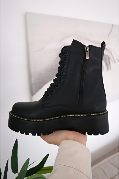 EFBUTİK Siyah Postal Bot Ayakkabı