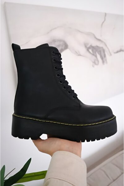 EFBUTİK Siyah Postal Bot Ayakkabı