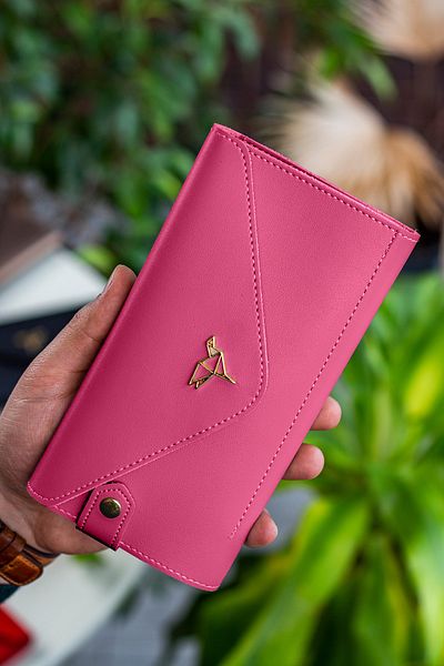 Garbalia Envelope Model Fuchsia Women's Wallet with Envelope Compartment for Phone and Coins