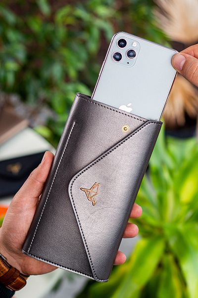 Garbalia Envelope Model Anthracite Women's Wallet with Envelope Compartment for Phone and Coins