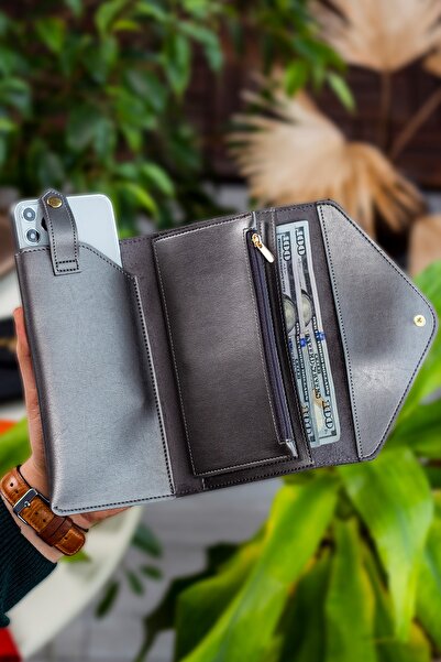 Garbalia Dámská peněženka Antracitová obálka s přihrádkou na obálky na telefon a mince