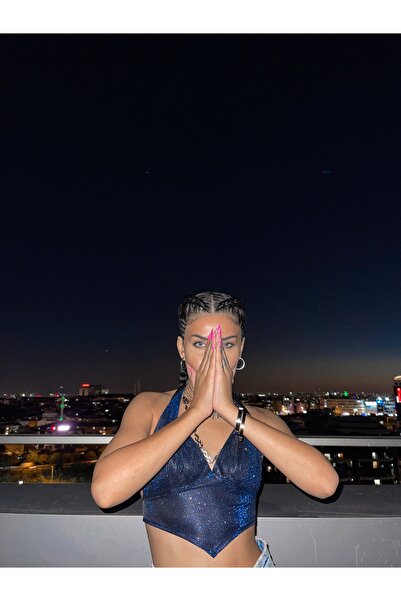 Gülşah Evecen Özel Tasarım Lacivert Rose Büstiyer