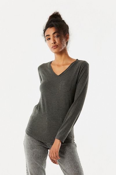 Fulla Moda Βασικό φορμάκι με λεπτομέρεια τσέπης V-λαιμόκοψης