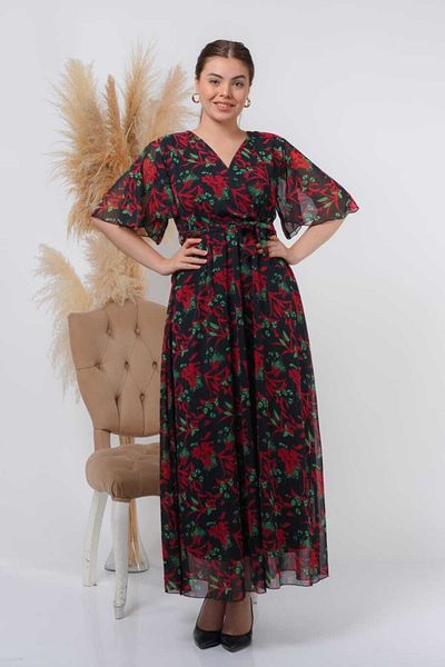 CİXAPLE Rochie din sifon cu maneca scurta cu decolteu in V
