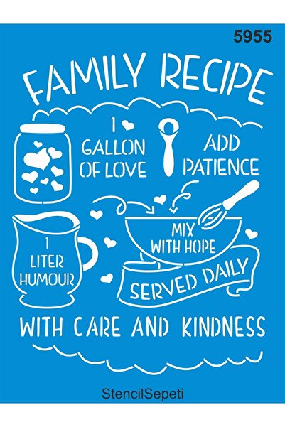 StencilSepeti وصفة عائلة سعيدة - قالب رسم استنسل 30x40 سم