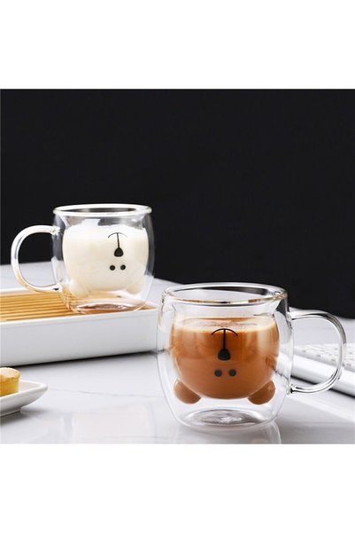 Carat Home 250 Ml Borosilicate Glass Mug - Double Glass, Wall and Fun Design
