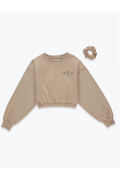 Kübra Tekstil Cream Crop Buckle with Gift