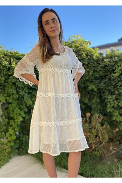 Bohemian Women's White Spanish Sleeve Stylish Dress