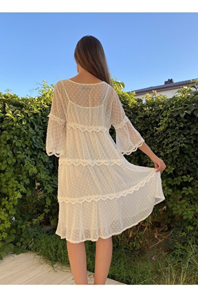 Bohemian Women's White Spanish Sleeve Stylish Dress