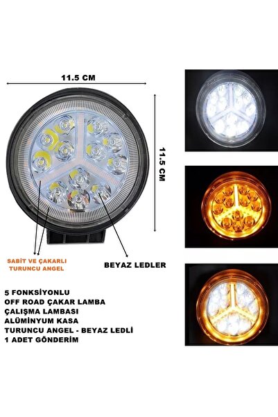 Friemats Off Road  Uyumlu Oval Çalışma Lambası Turuncu Çakar Angel-beyaz Led ...