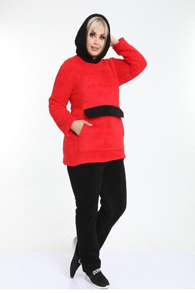 xlargebutik Large Size Fleece Suit A Warm and Soft Suit