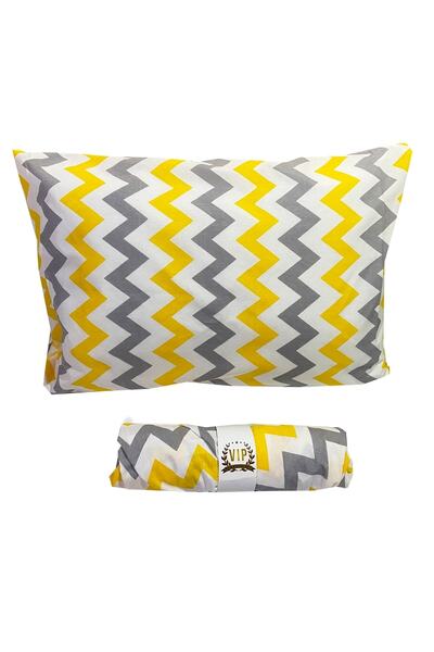 Vip Home Concept أصفر رمادي متعرج - ملاءة مطاطية مفردة وغطاء وسادة 100x200 سم