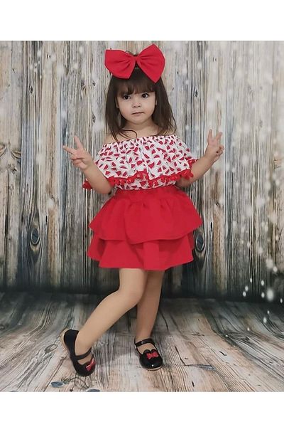 bakk baby Girl's Skirt Suit Includes Two Buckles