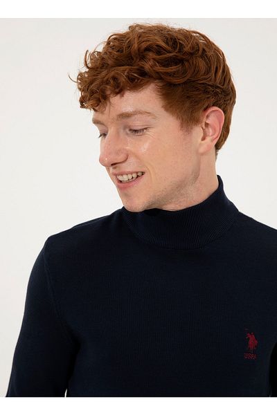 U.S. Polo Assn. Тъмносин мъжки пуловер с висока яка Ybs-sk22