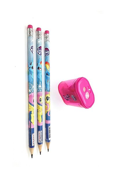 Yaygan My Little Pony 3 Pencils and Double Eyed Pencil Sharpener