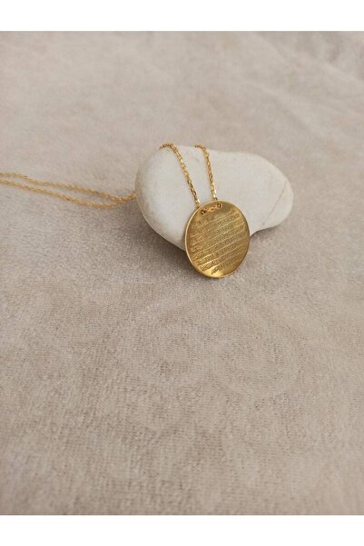 GÜMÜŞ 925K Gümüş Ayetel Kürsi Altın Kaplama Kolye