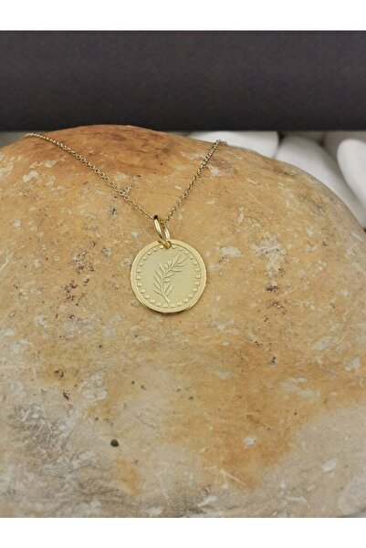 GÜMÜŞ Has Altın Kaplama Zeytin Dalı 925k Kolye