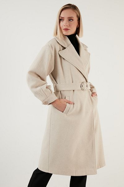 Lela Cotton Regular Fit Belted Balloon Sleeve Long Coat Coat 6380029