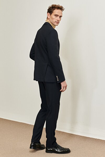 ALTINYILDIZ CLASSICS Erkek Lacivert Slim Fit Dar Kesim Kırlangıç Yaka Casual Ceket