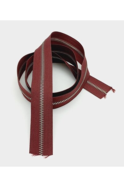 angel çanta aksesuar سحاب فضي في المنتصف 100 سم لون كستنائي