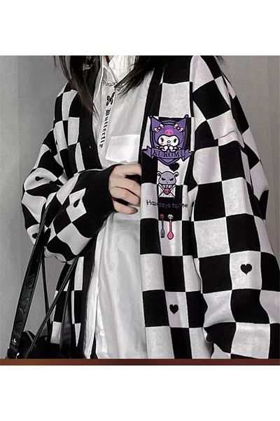 Köstebek Japanese Kawaii Anime Harajuku My Melody Checkered Cardigan