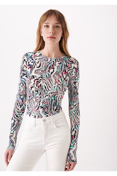 Mavi Bluză cu mânecă lungă cu imprimeu marmorat Icon 1610879-82682