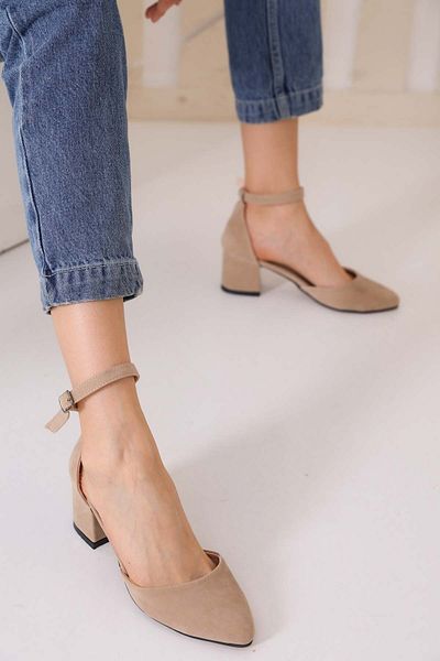 en7 Nude Suede Γυναικεία Κλασικά Παπούτσια με τακούνι 2900