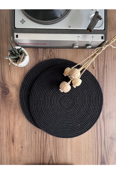 GARDENYA HOME Volonte Μαύρη Γιούτα Αμερικάνικου Τύπου Πλεκτό Ψάθινο Σουπλά 6 ...