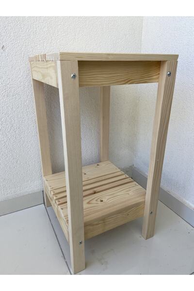 LAURELWOOD Laurel-wood Doğal Köknar Dekoratif Iki Katlı Ahşap Raf